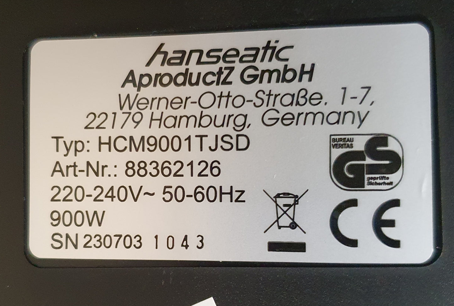 Máquina de café com filtro HCM9001TJSD|900W - Hanseatic