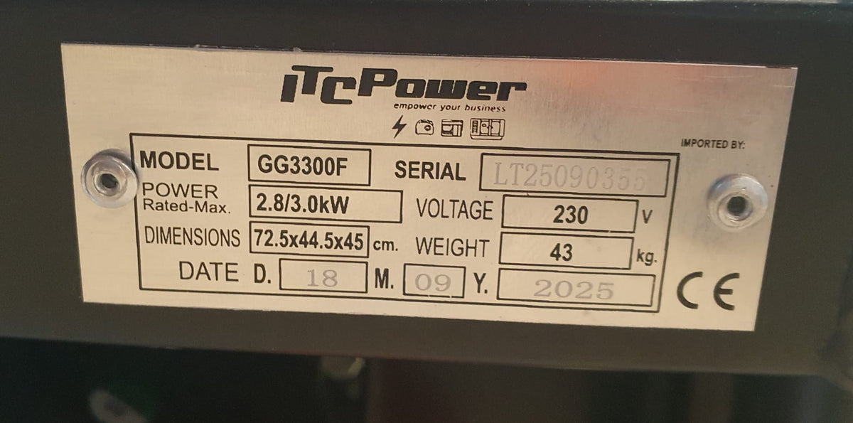 Gerador a gasolina | GG3300F| 2800 W | 69 dB- ITC Power