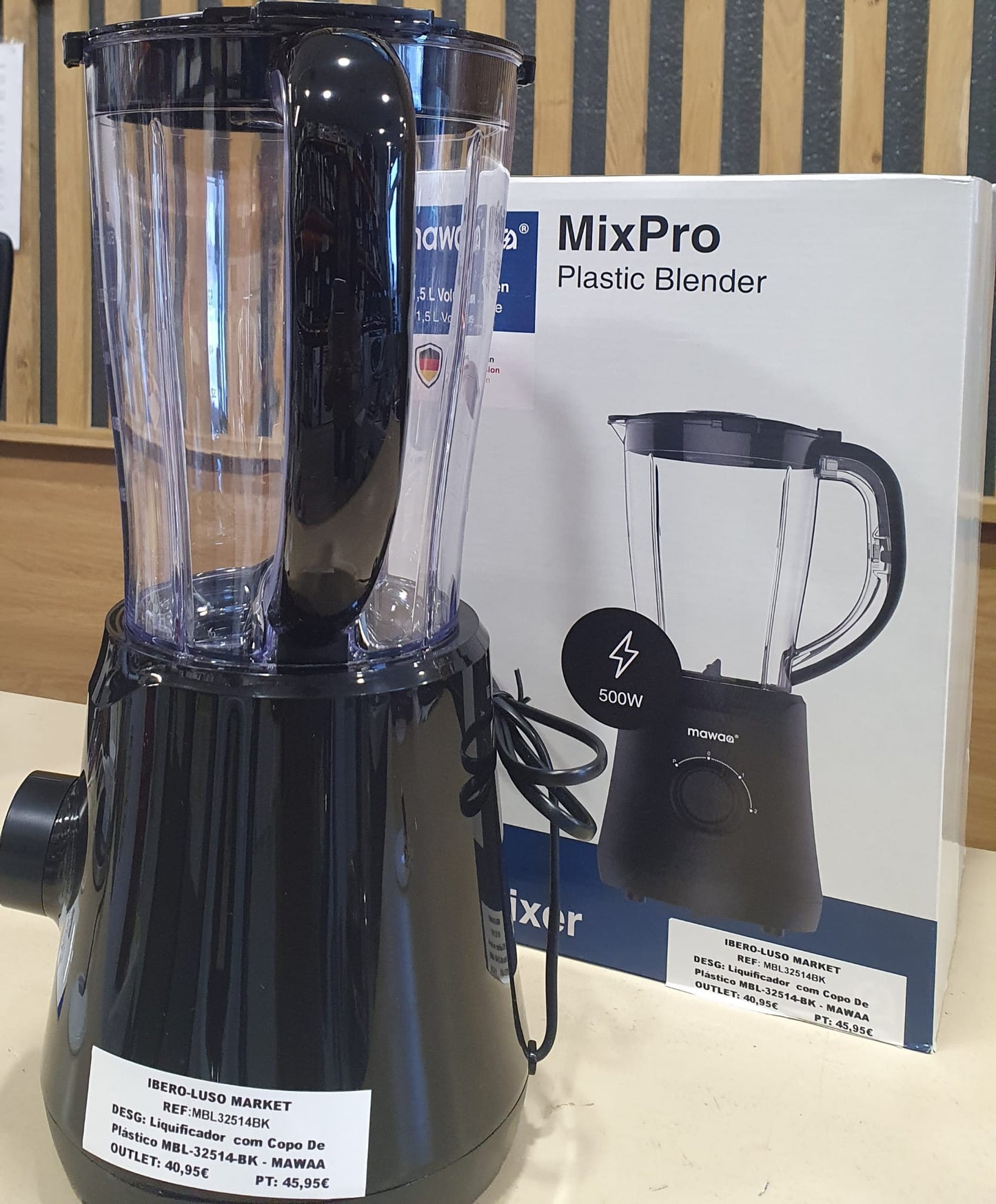 Liquidificador com Copo De Plástico MBL-32514-BK/500W/1,5L - MAWAA