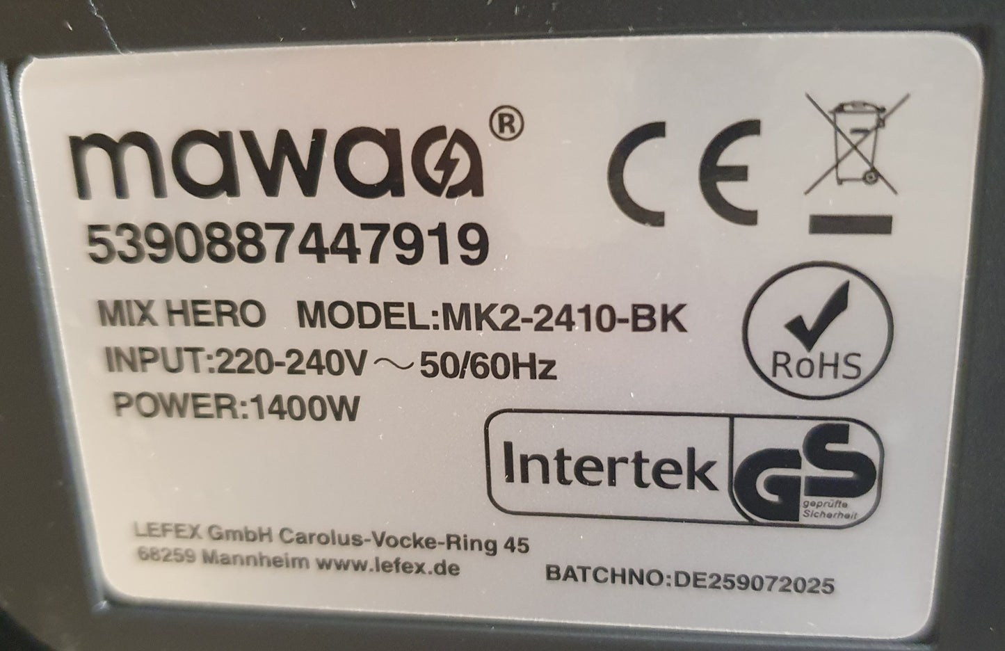 MixMaster MK2-2410-BK /1400W-MAWAA
