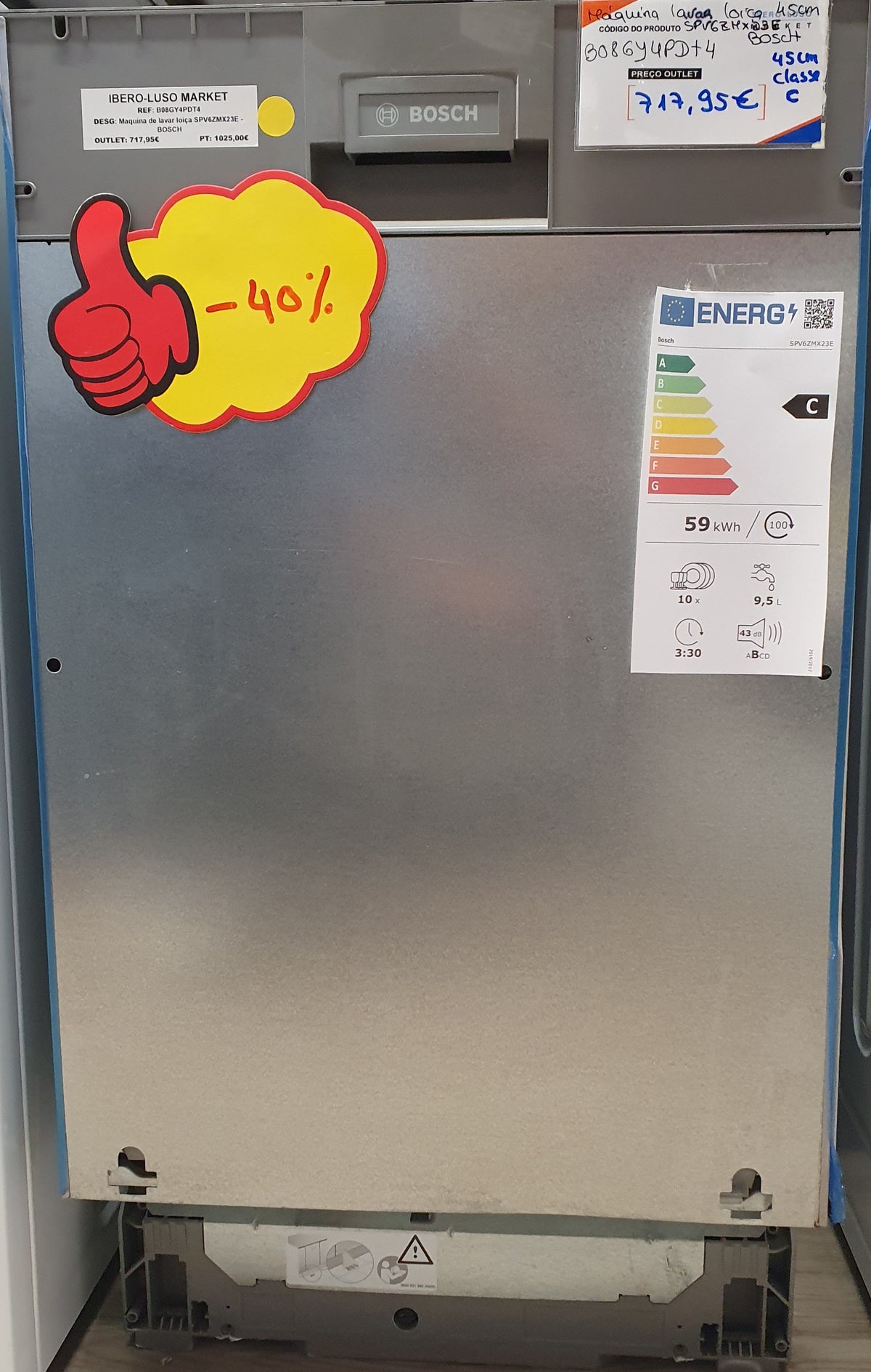 Máquina de Lavar Loiça de encastre 45cm - SPV6ZMX23E - BOSCH