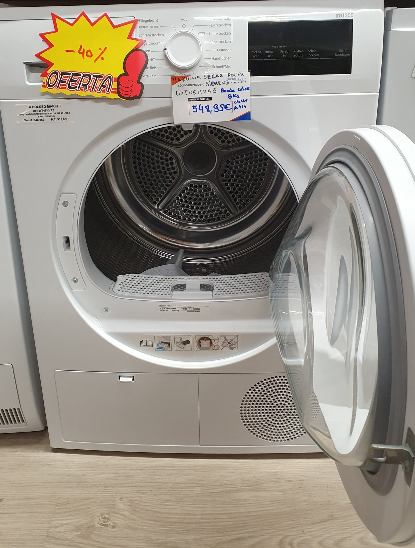 Máquina de Secar - Bomba Calor WT 45 HVA 3 - 8 KG - SIEMENS