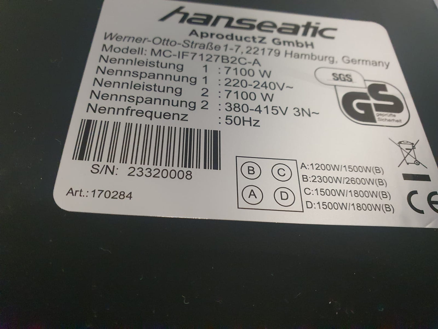 Placa de Indução MC-IF7127B2C-A - Hanseatic