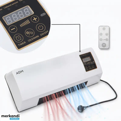 #Aquecedor de parede | 1200W| com comando | Ar quente e frio - ADM