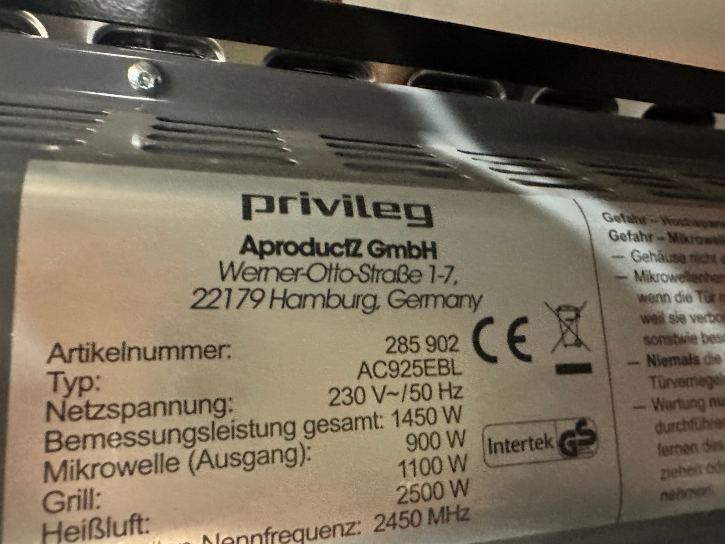 Micro-ondas  AC925EBL 3 em1|900W |25L - Privileg