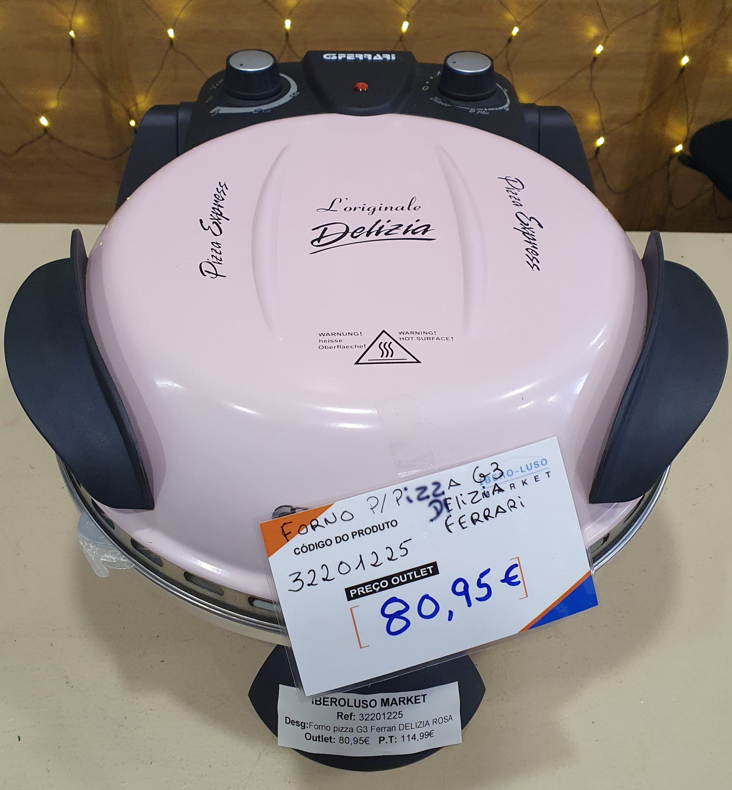 FORNO PARA PIZZA G3 DELIZIA/ ROSA/1200W- FERRARI