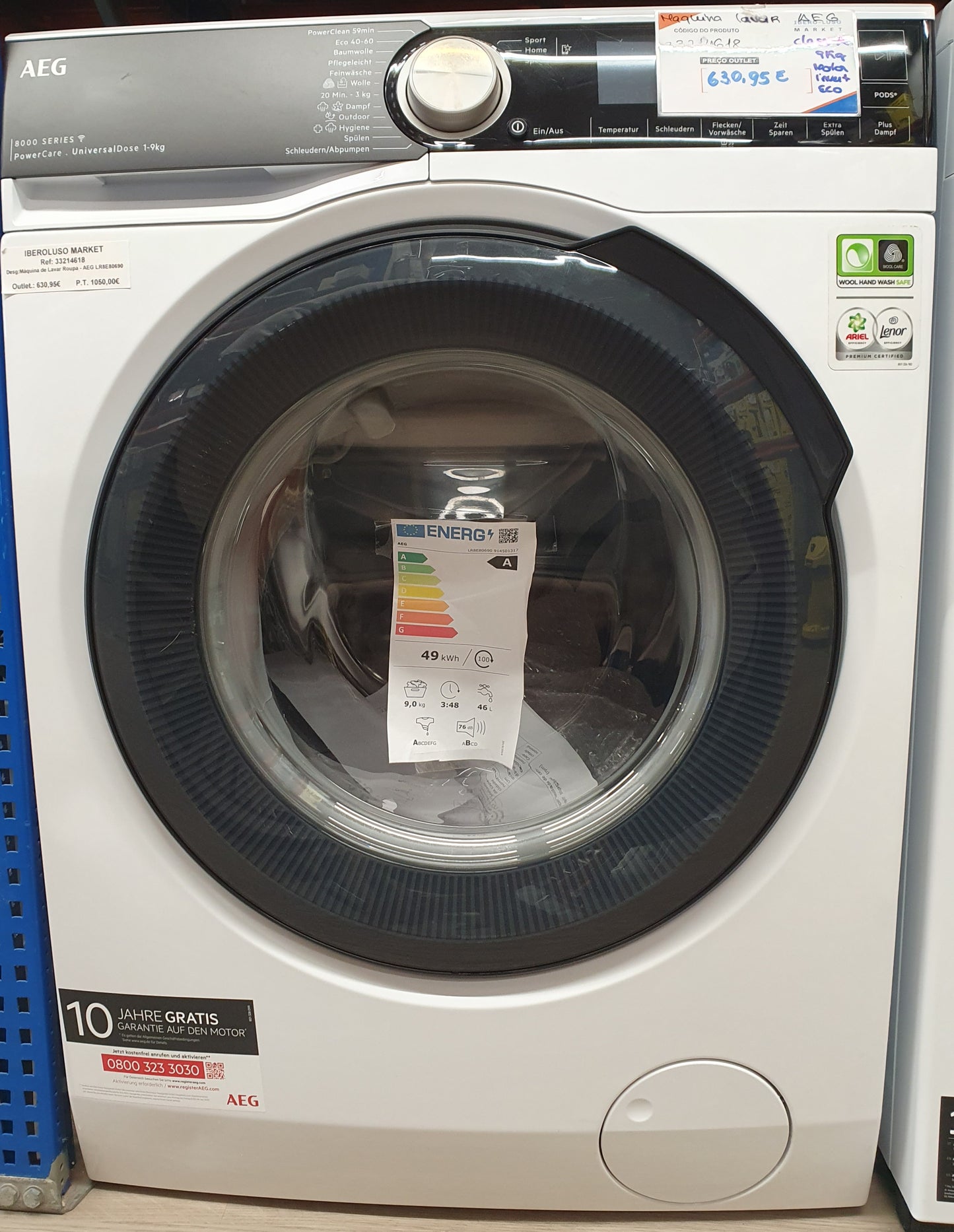 Máquina de Lavar Roupa - AEG LR8E80690