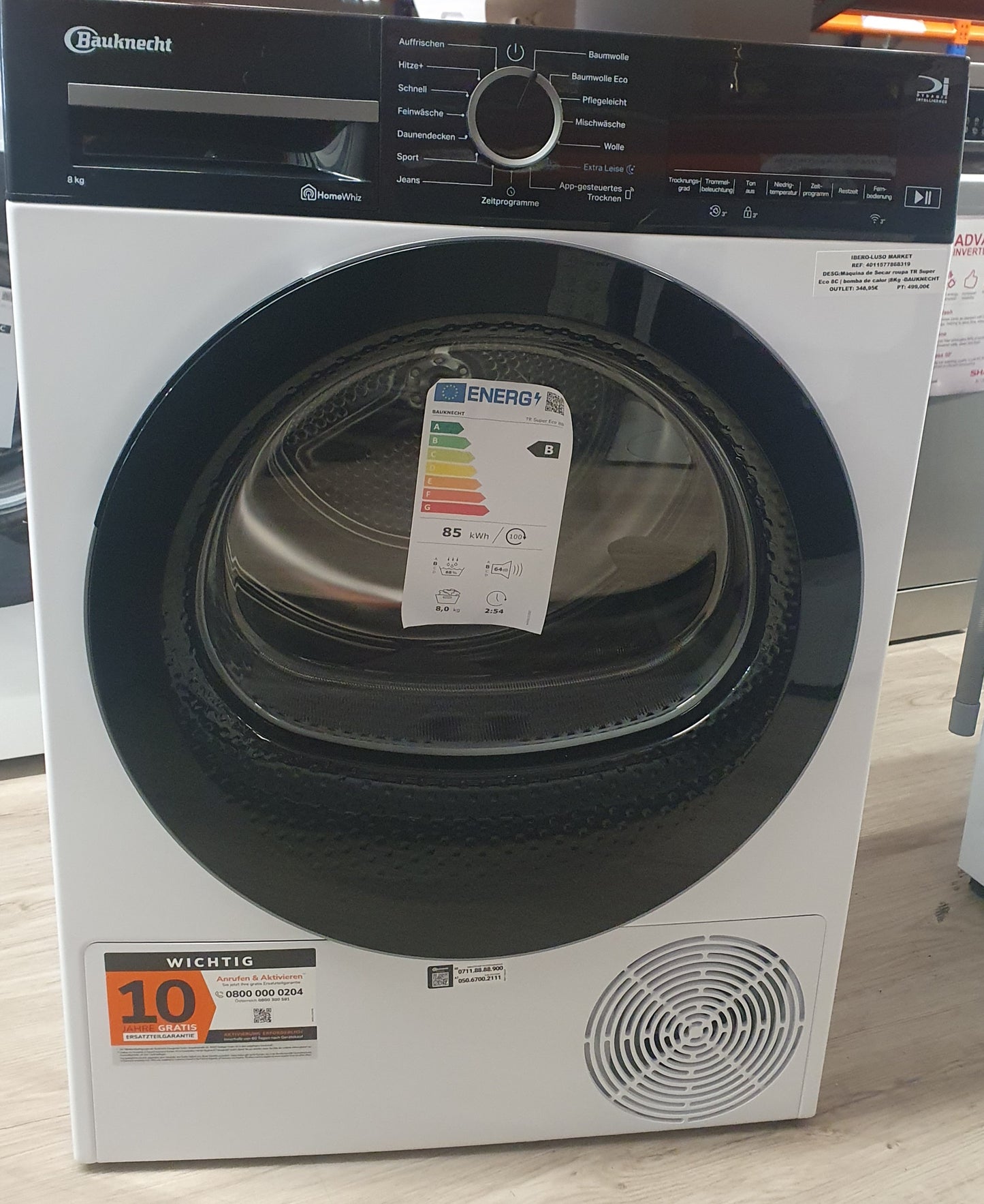 Máquina de Secar roupa TR Super Eco 8C | bomba de calor |8Kg -BAUKNECHT