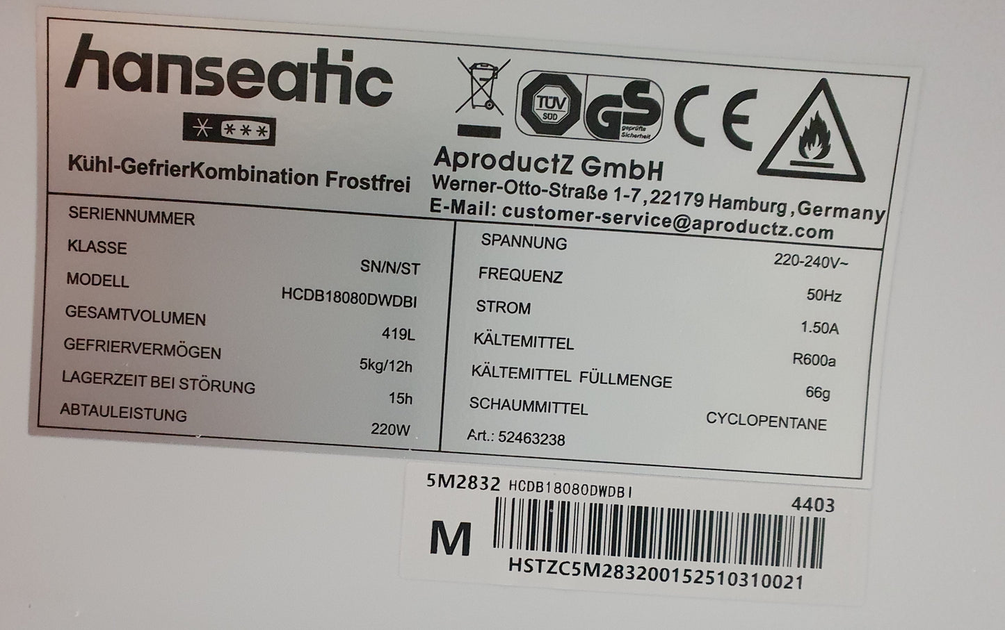 Frigorífico Americano  HCDB18080DWDBI |Inox| 4 Portas |c/agua  -HANSEATIC
