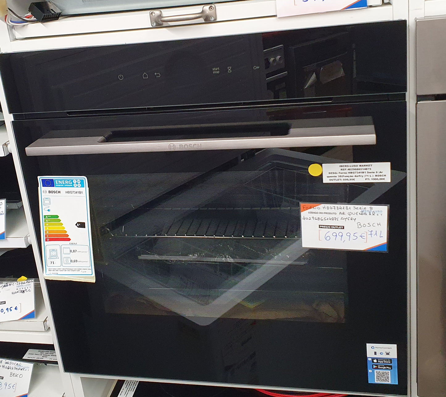 Forno HBG7341B1 Serie 8 |Ar quente 3D|Função AirFry |71 L |- BOSCH