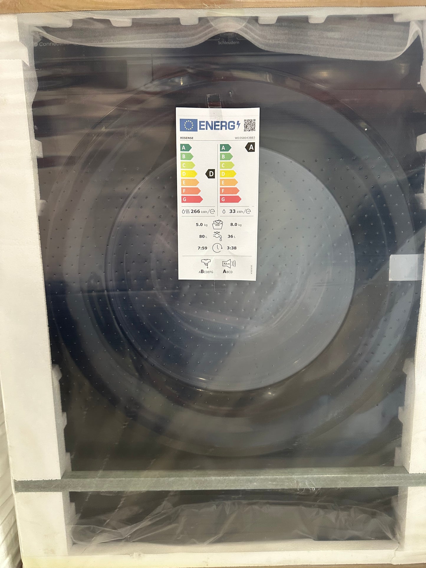 Máquina de lavar e secar roupa WD3S8043BB3|8/5Kg|Preta - HISENSE