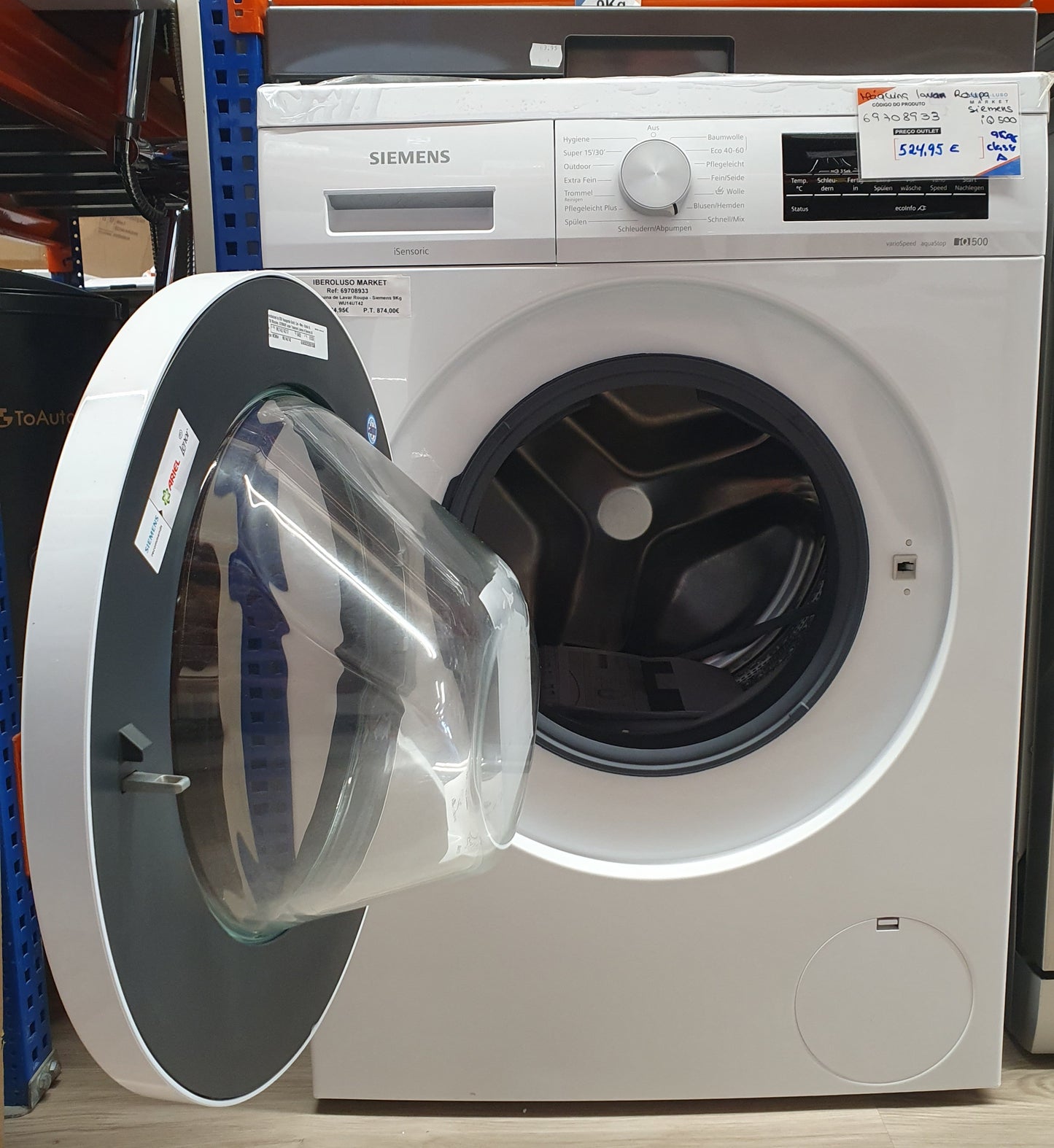 Máquina de Lavar Roupa Siemens WU14UT42 | 9 Kg | 1400 RPM | A | Branco