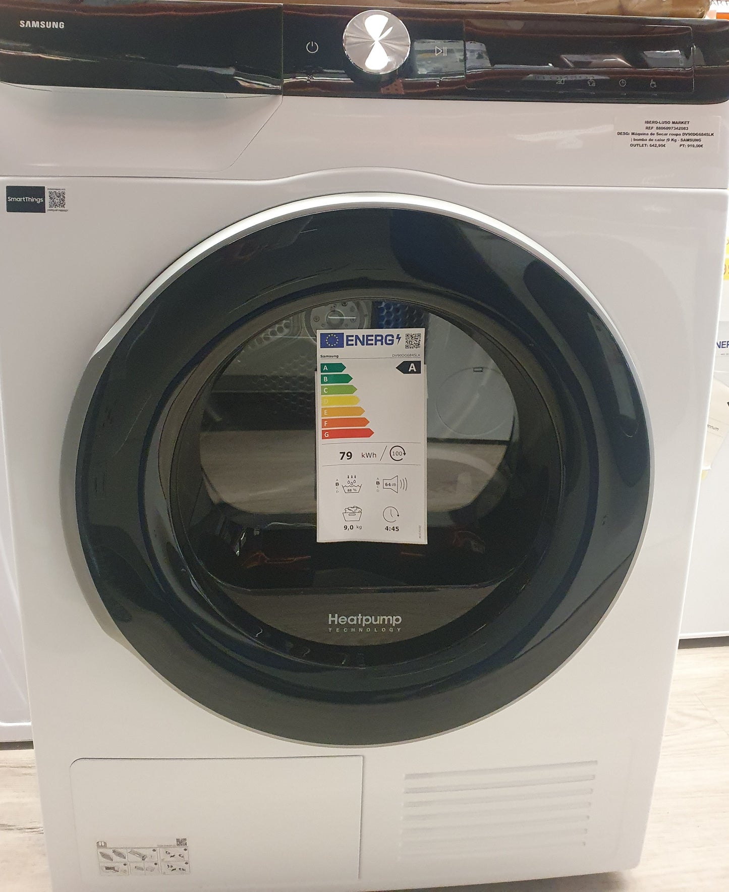 Máquina de Secar roupa DV90DG6845LK | bomba de calor |9 Kg - SAMSUNG