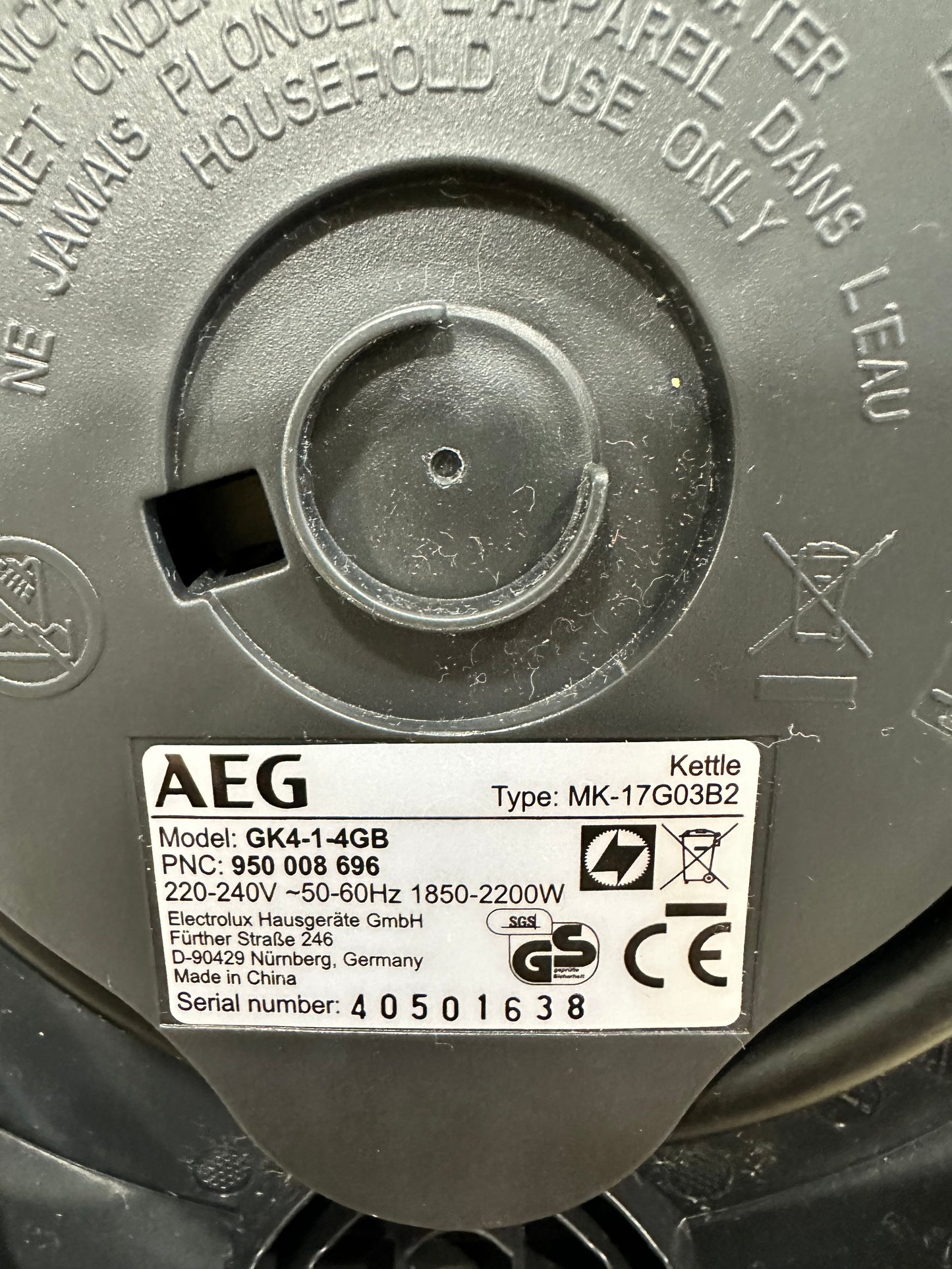 Jarro Elétrico  de vidro AEG GK4|2200W-1-4GB