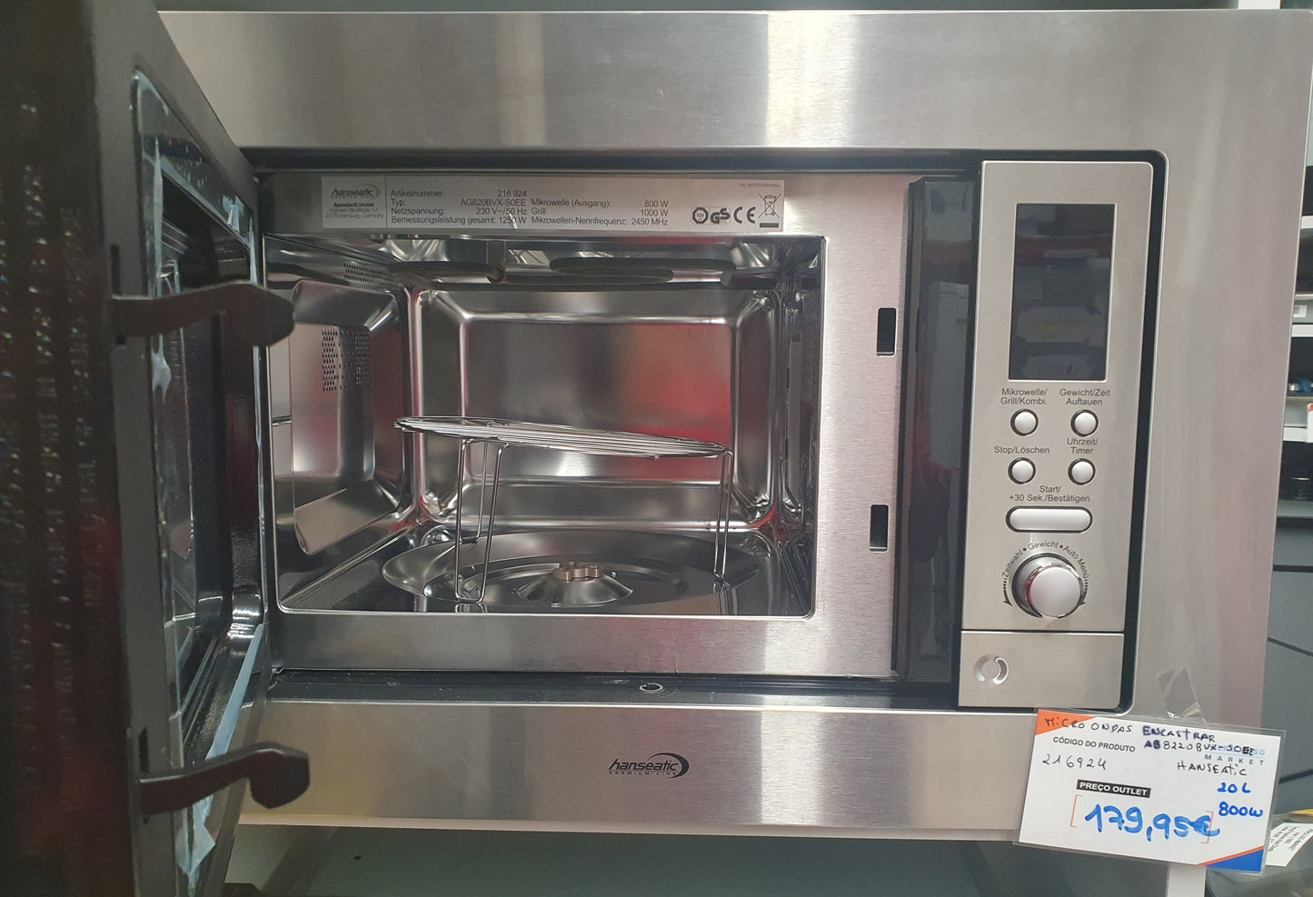 Micro-ondas de Encastrar 800W - AB820BVX-S0EE - HANSEATIC