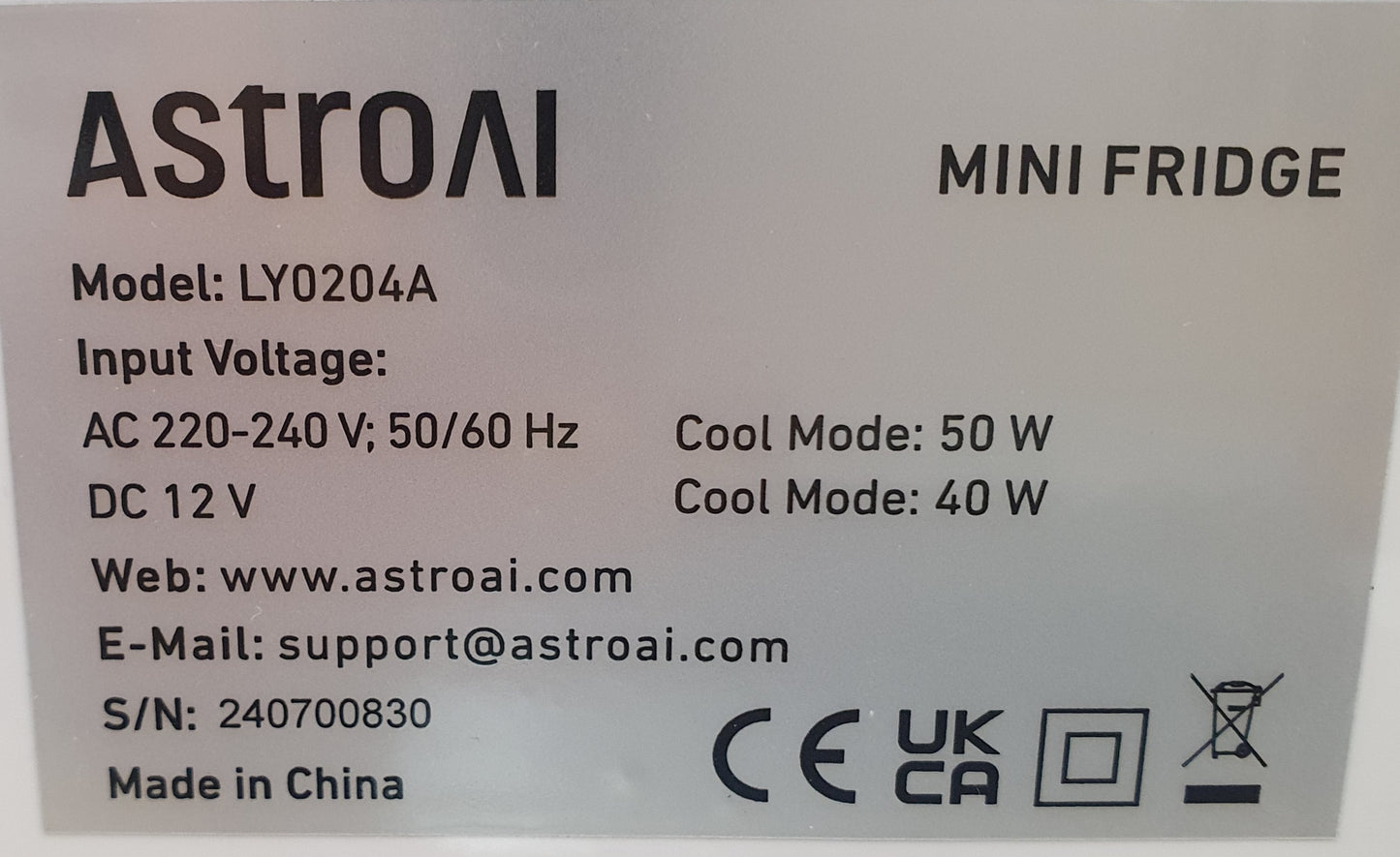 Mini Frigorífico LY0204A |4 litros|220 V CA/12 V,|branca -AstroAI