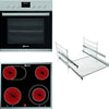 Conj.de placa vitrocerâmica + forno c/ sistema de autolimpeza por pirólise preto  HEKO 566 Pyro - -Bauknecht