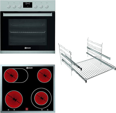Conj.de placa vitrocerâmica + forno c/ sistema de autolimpeza por pirólise preto  HEKO 566 Pyro - -Bauknecht