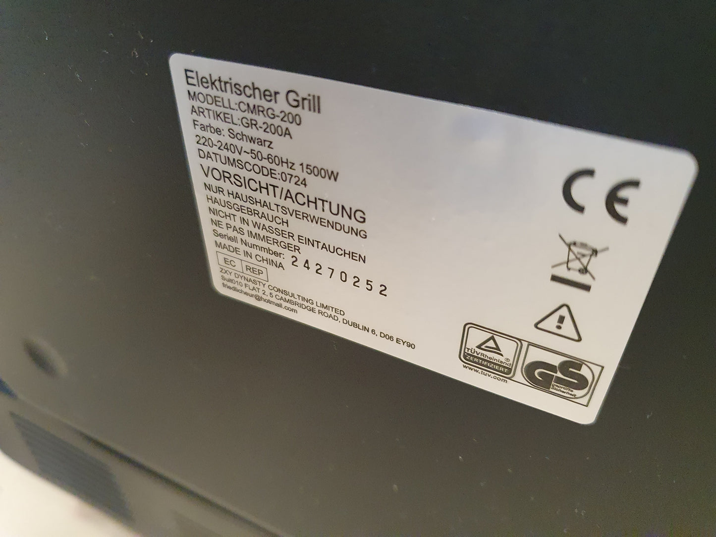 Grelhador elétrico sistema s/fumo c/tampa vidro1500W - CUSIMAX