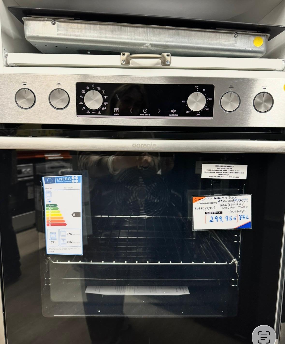 Conjunto de forno c/ placa vitrocêramica| BCS6737E06X/ECD634SC |77L| Inox-Gorenje