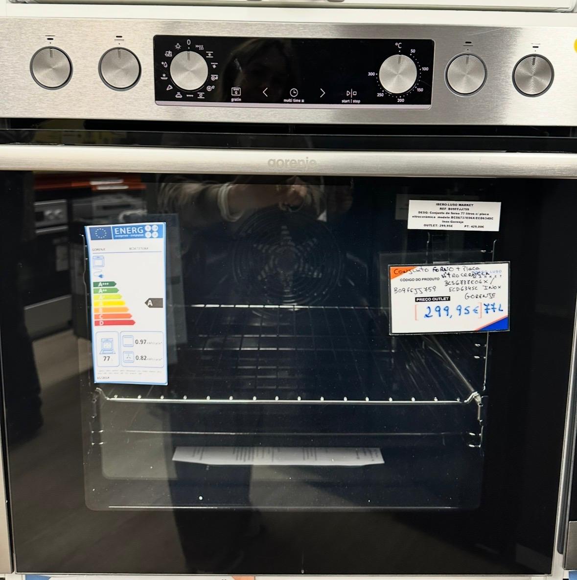 Conjunto de forno c/ placa vitrocêramica| BCS6737E06X/ECD634SC |77L| Inox-Gorenje
