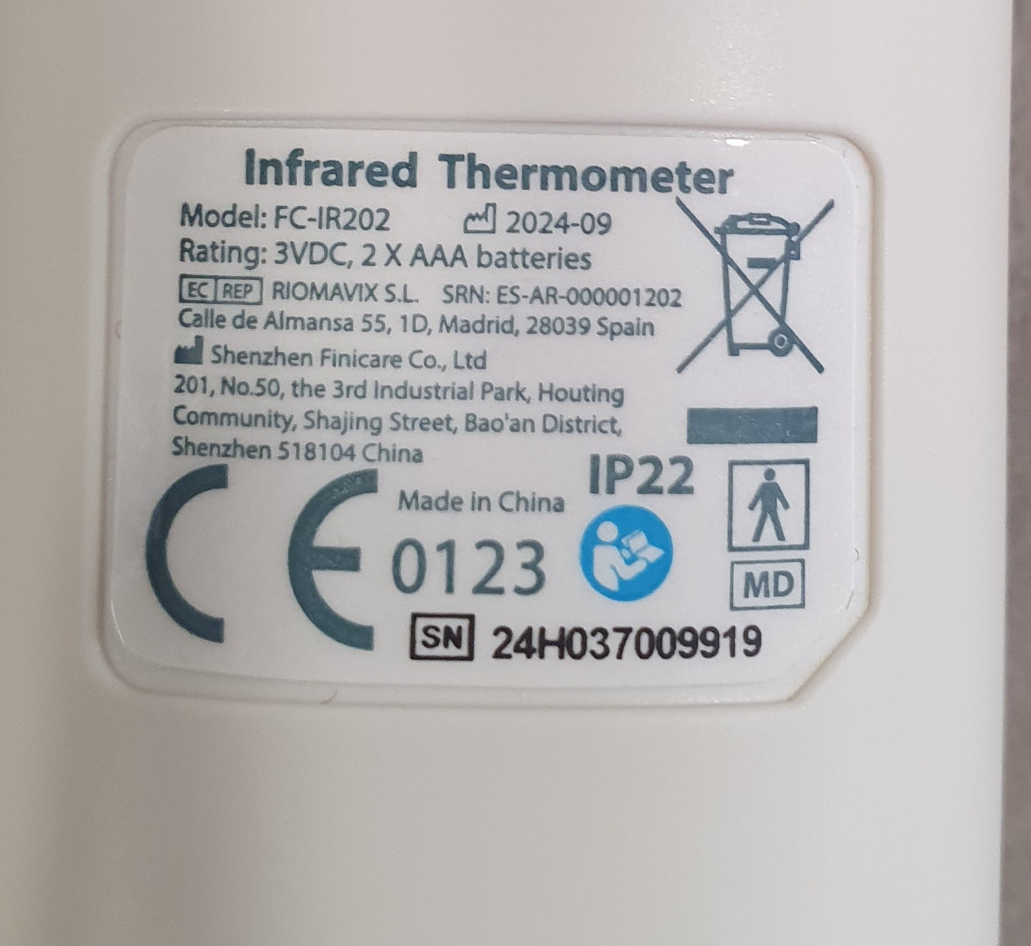 Termómetro FC-IR202 -Viproud