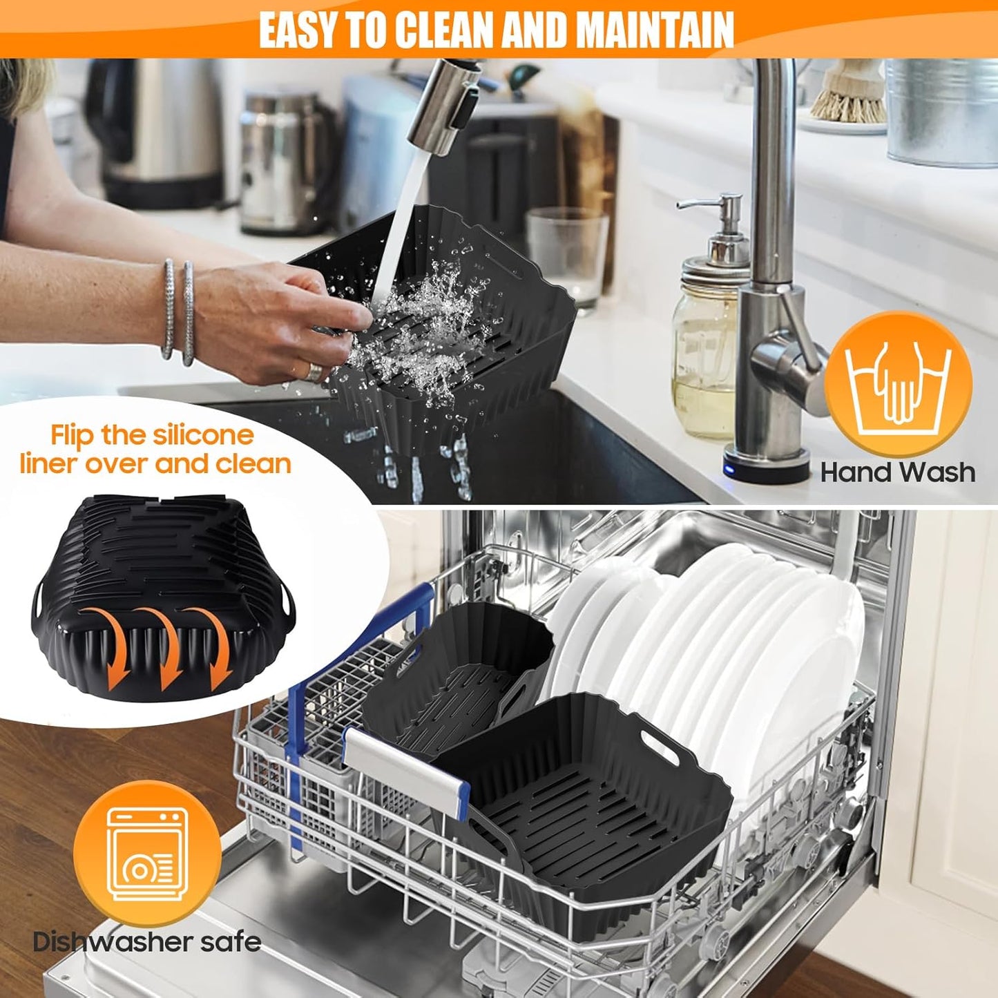 Acessórios para fritadeira a ar quente inclui molde de silicone, grelha, moldes para pão, pinças de cozinha, spray de óleo - LADYSONS