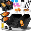 Acessórios para fritadeira a ar quente inclui molde de silicone, grelha, moldes para pão, pinças de cozinha, spray de óleo - LADYSONS