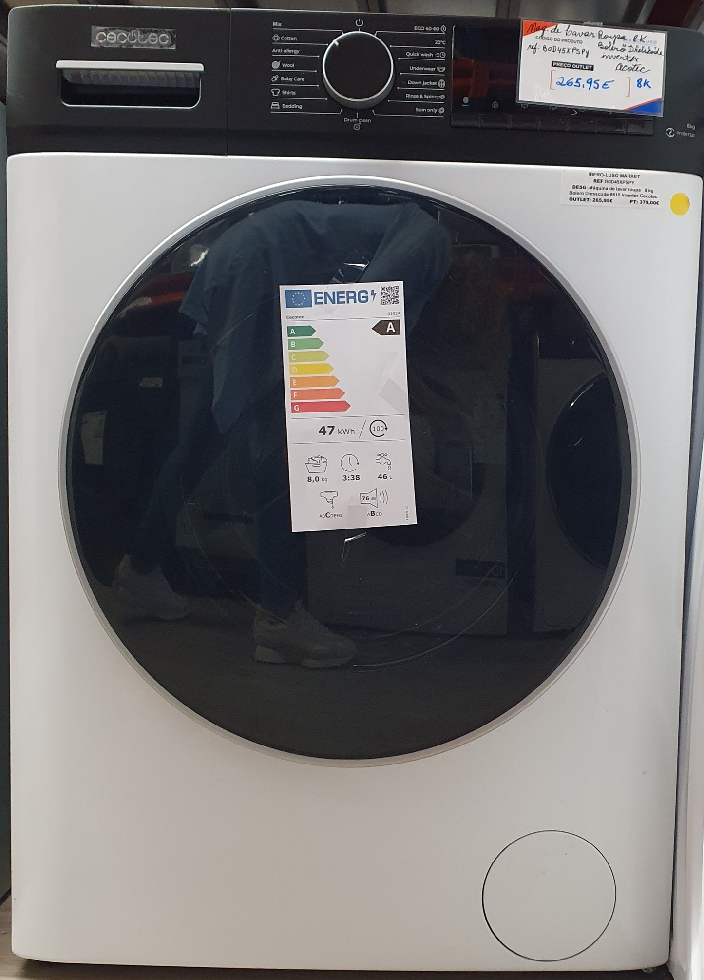 Máquina de Lavar Roupa - 8 kg Bolero Dresscode 8610 Inverter - Cecotec