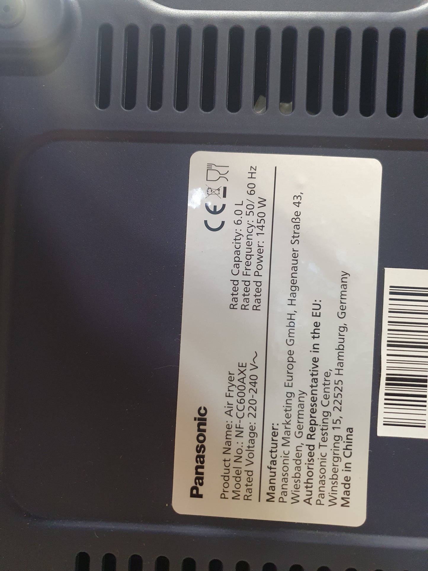 Airfryer NF-CC600AXE - Panasonic