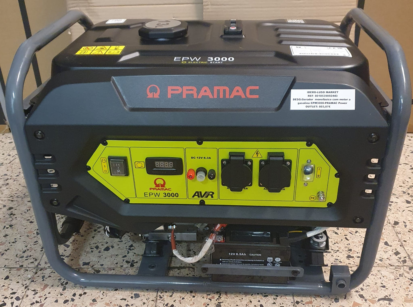 Gerador  monofásico com motor a  gasolina EPW3000-PRAMAC