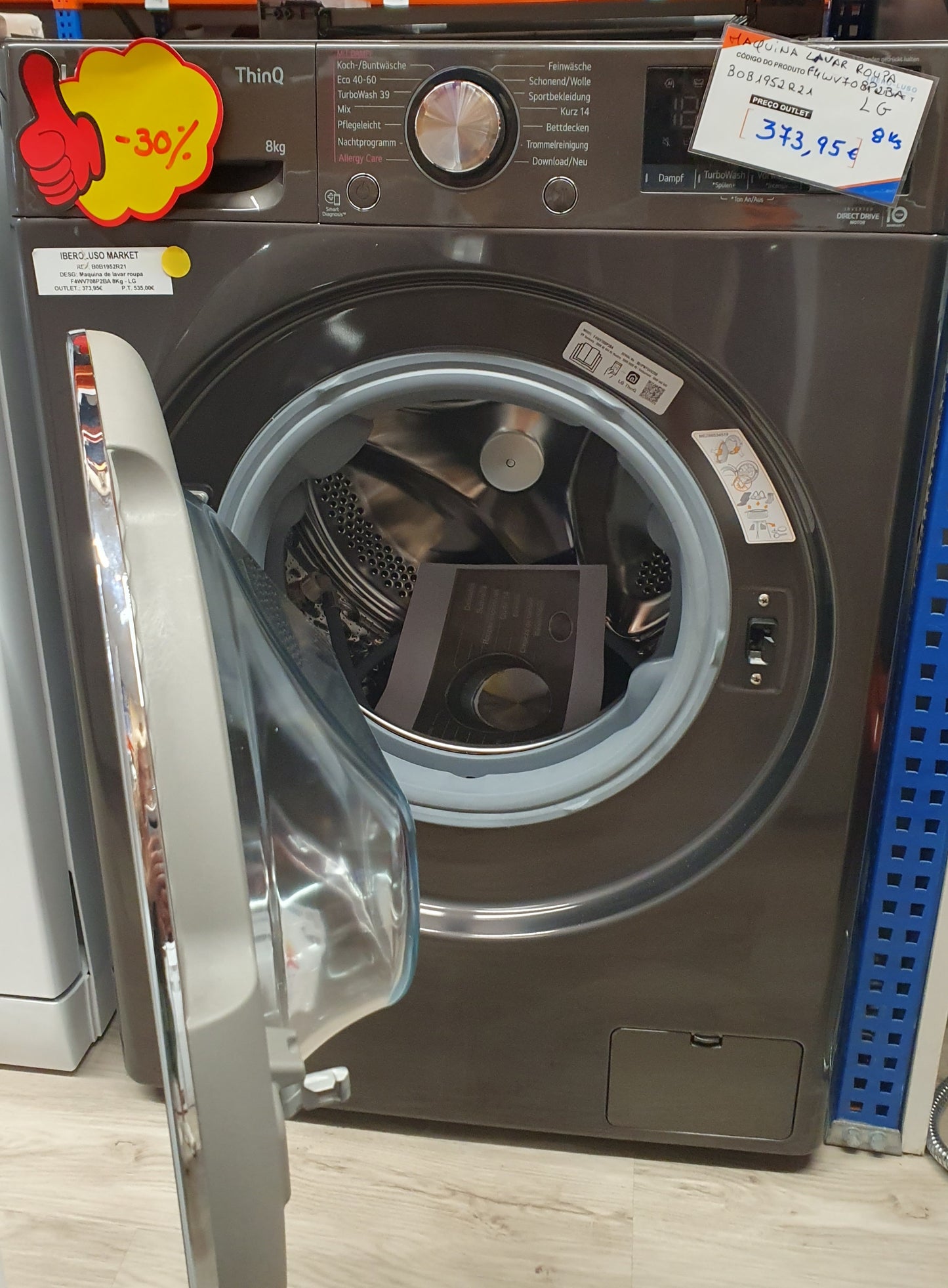 Máquina de Lavar Roupa F4WV708P2BA 8Kg - LG