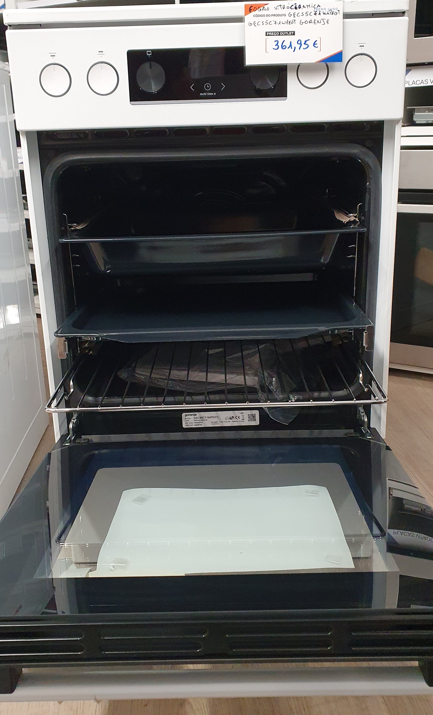 Fogão c/ vitrocerâmica GECS5C71WPEOT - GORENJE