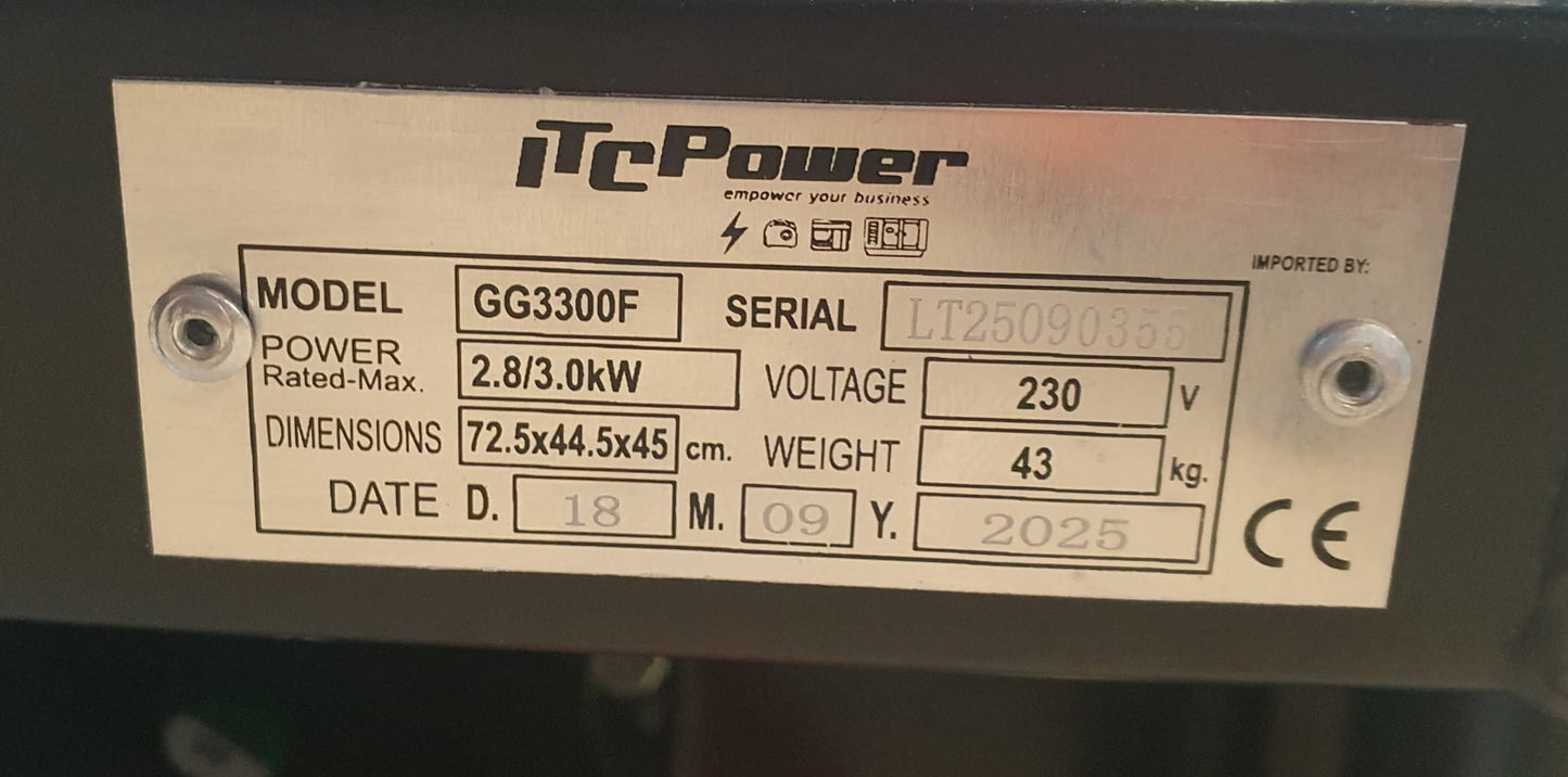 Gerador a gasolina | GG3300F| 2800 W | 69 dB- ITC Power