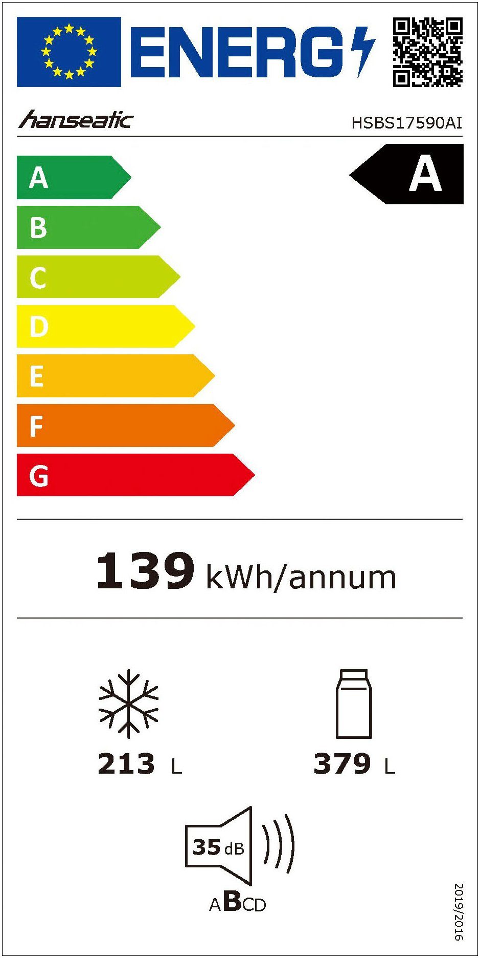 Frigorífico Americano  HSBS17590AI |592 litros|No Frost |91 x 179,3 x 69,8 cm (L/A/P) |Inox  - HANSEATIC