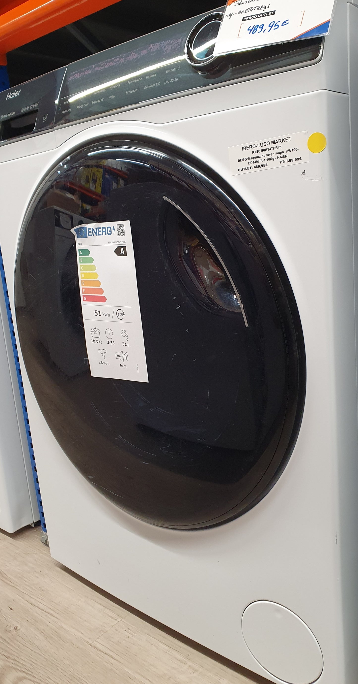 Máquina de Lavar Roupa HW100-BD14979U1 10Kg - HAIER