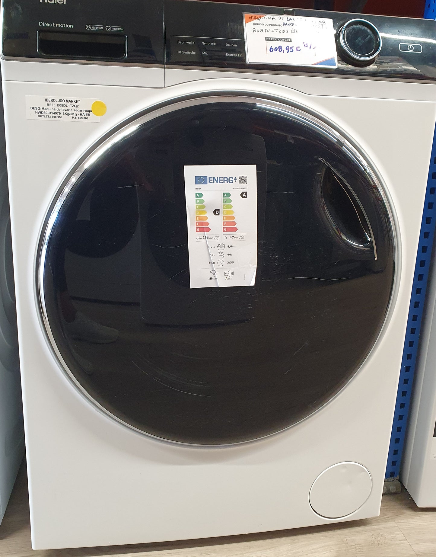 Máquina de Lavar e Secar Roupa HWD80-B14979  8Kg/5Kg - HAIER