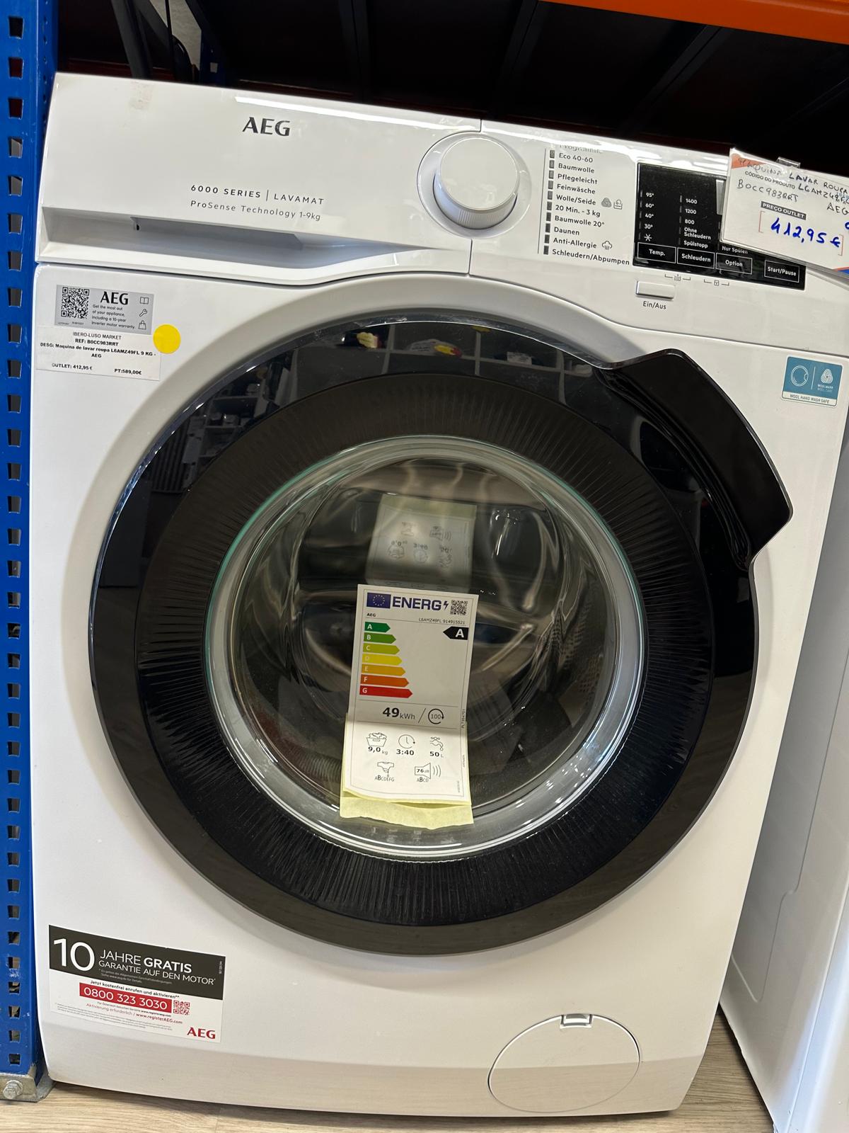 Máquina de lavar roupa L6AMZ49FL 9 KG -AEG