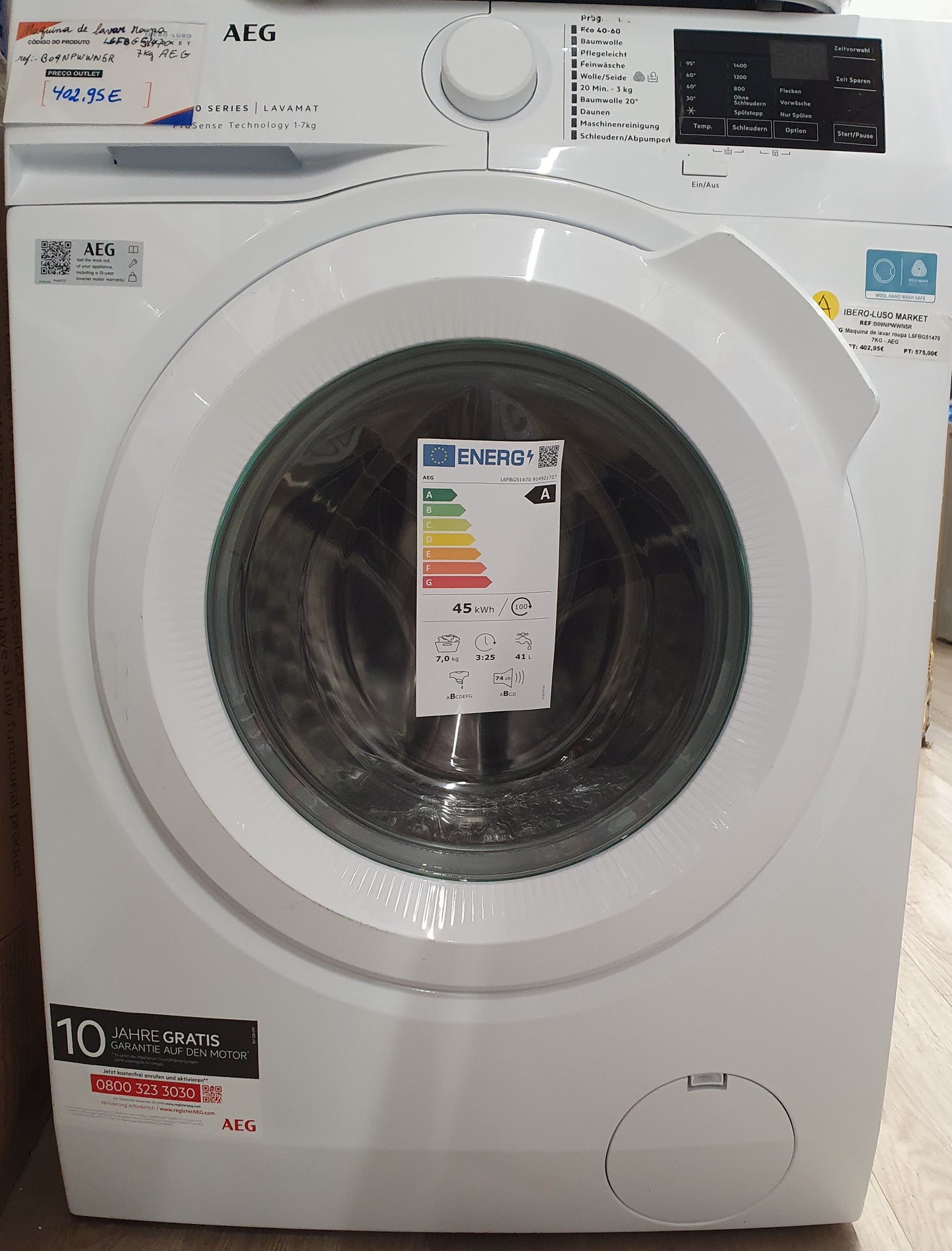 Máquina de Lavar Roupa L6FBG51470 7KG - AEG