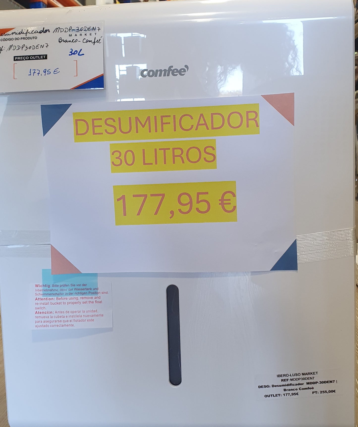Desumidificador  MDDP-30DEN7,30 l/24h, Branco -Comfeè