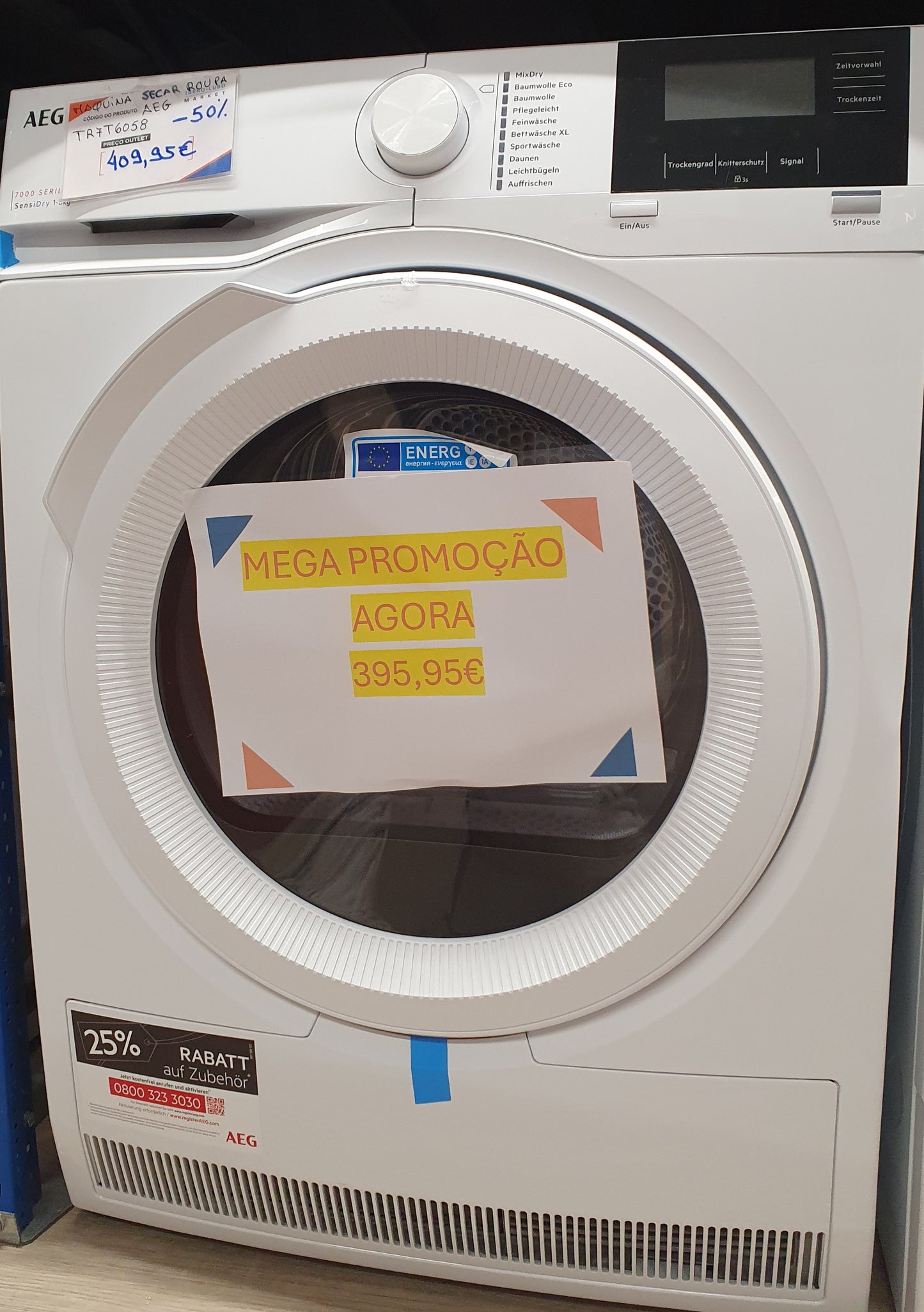 Máquina de Secar Roupa - TR 7 T 60580 8KG BOMBA CALOR - AEG