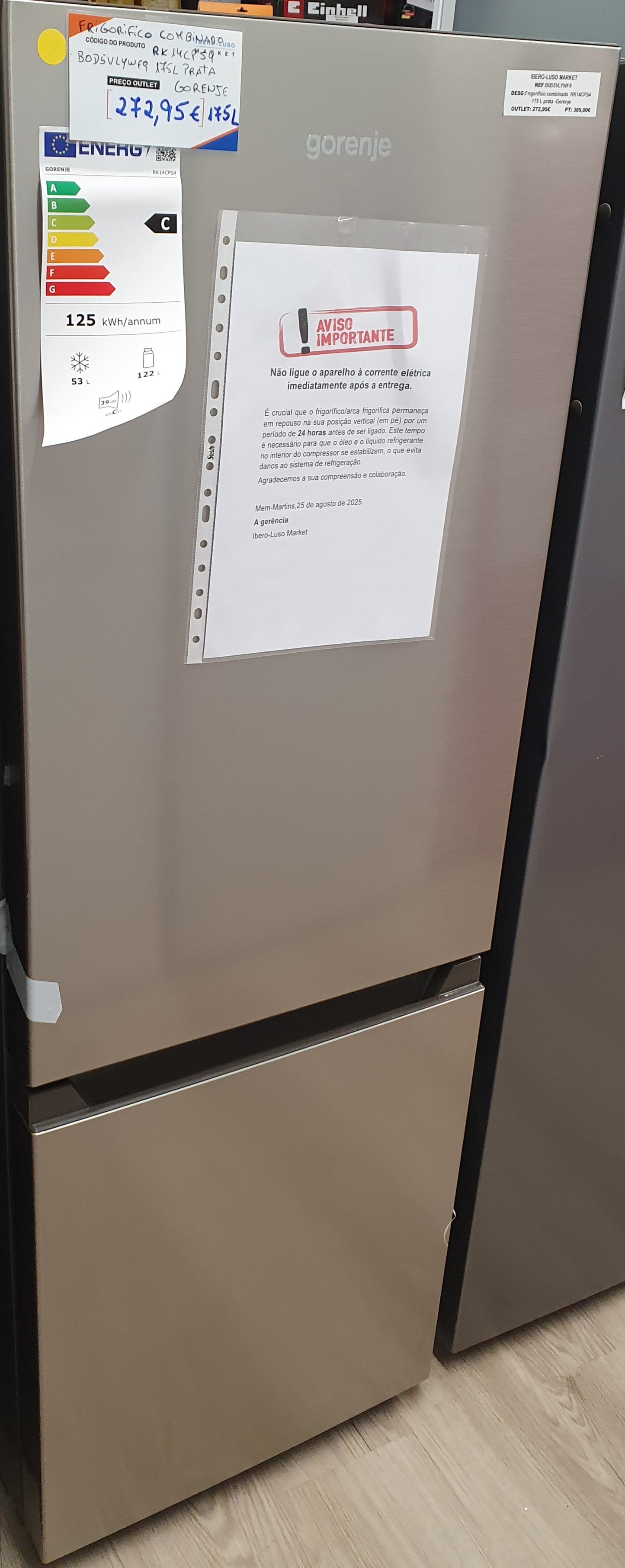 Frigorifico Combinado RK14CPS4 175 L prata - Gorenje