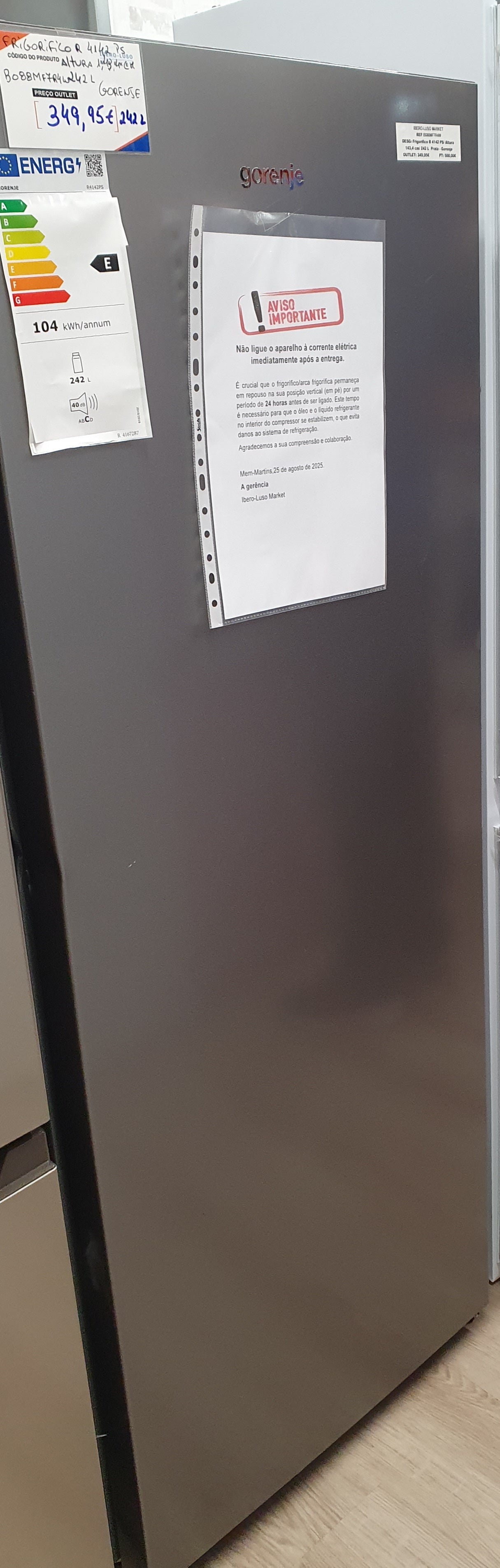 Frigorifico R 4142 PS/ Altura 143,4 cm/ 242 L Prata - GORENJE