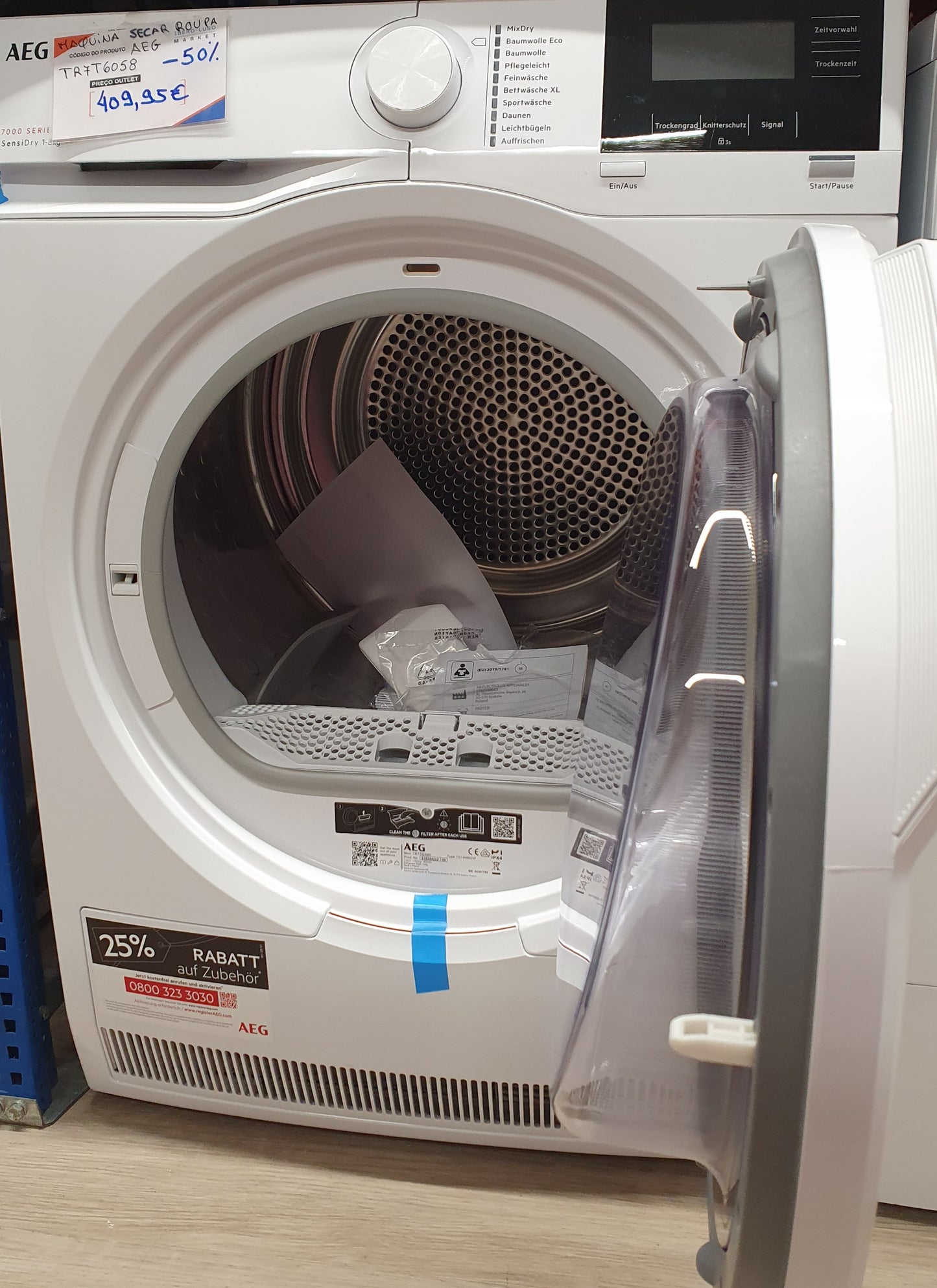 Máquina de Secar Roupa - TR 7 T 60580 8KG BOMBA CALOR - AEG