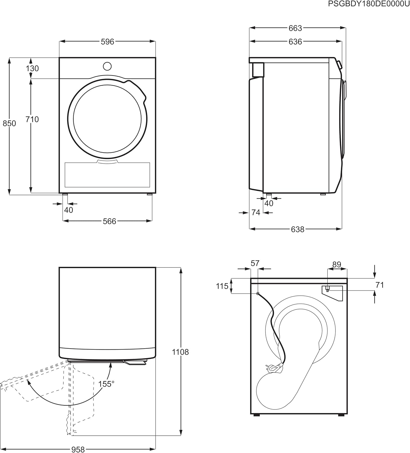 Máquina de Secar Roupa TR9A75680 8 Kg - AEG