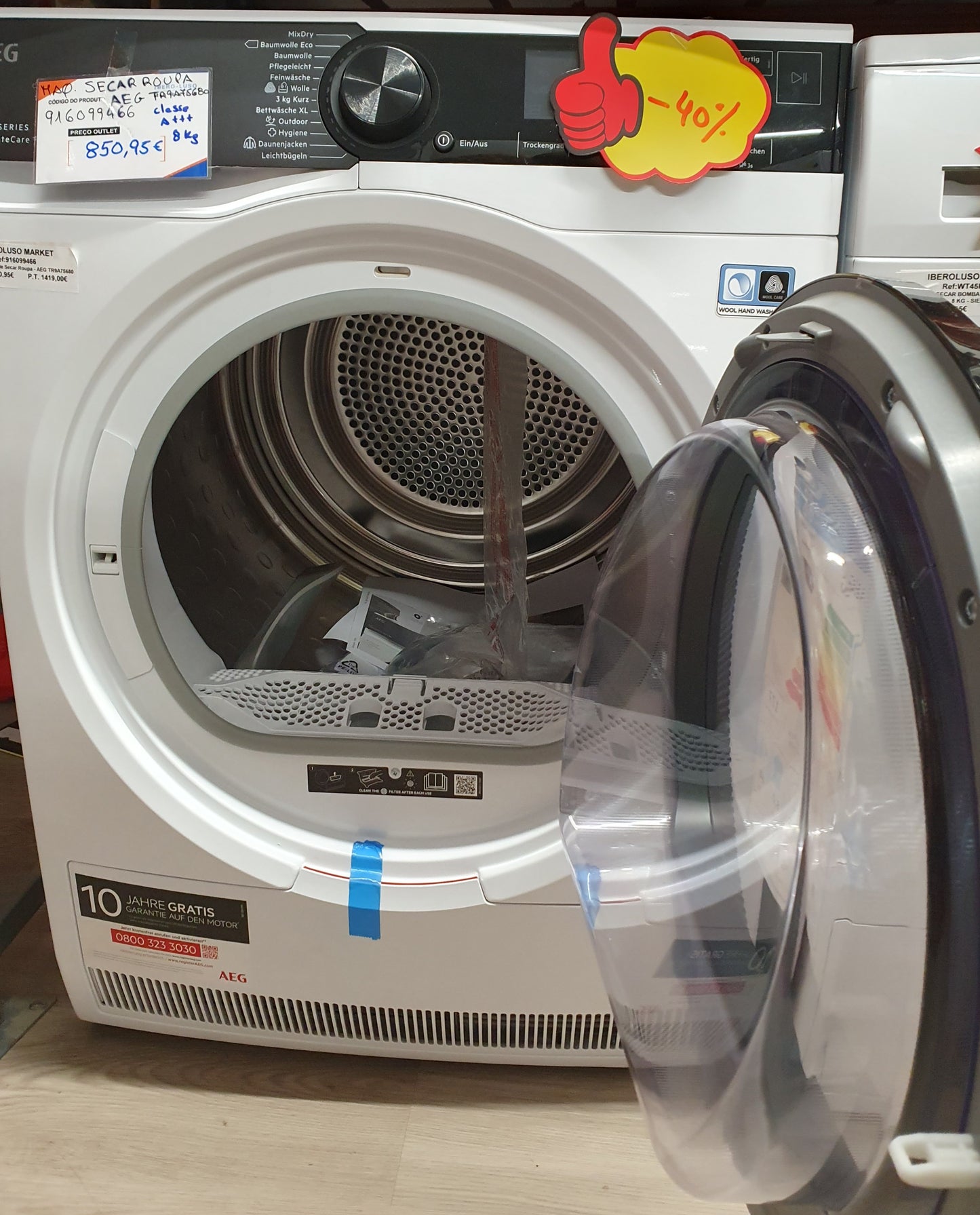 Máquina de Secar Roupa TR9A75680 8 Kg - AEG