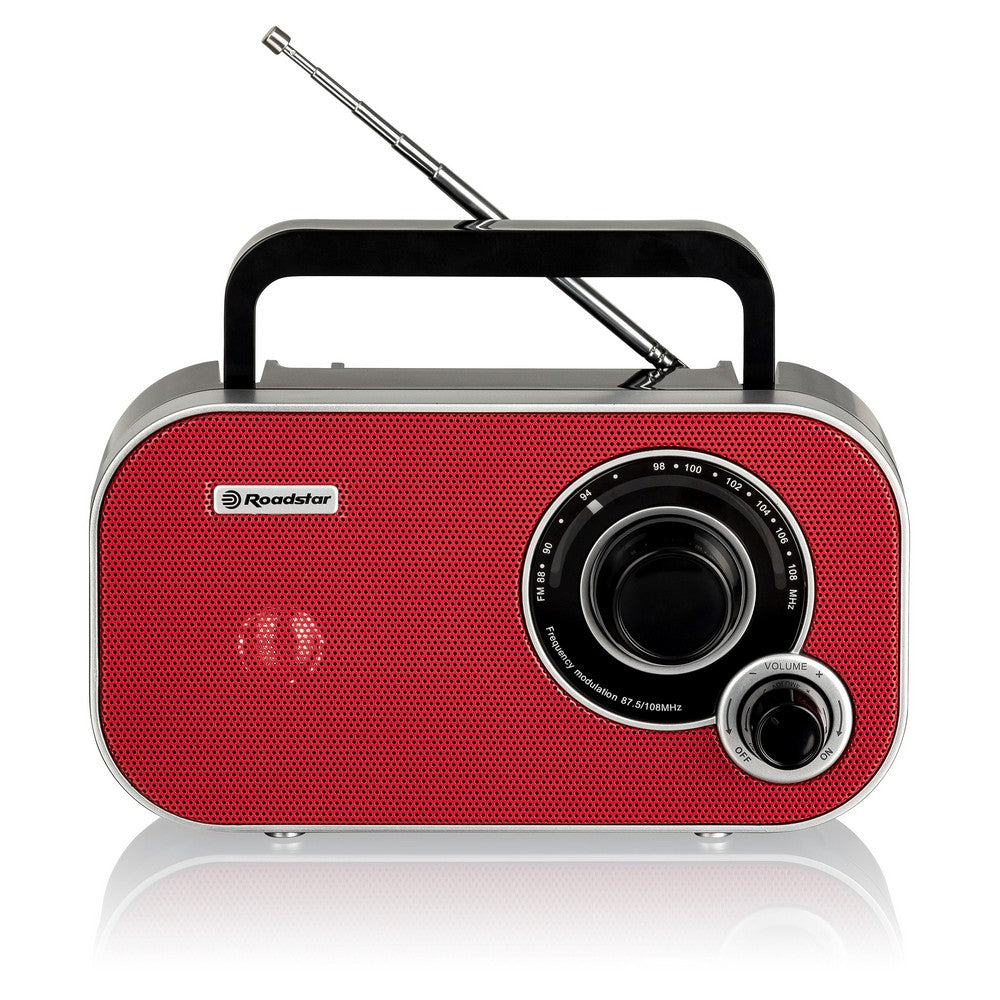 #Rádio TRA-2235/RD|Funcionamento por pilhas (4x LR6) ou corrente|vermelho - Roadstar