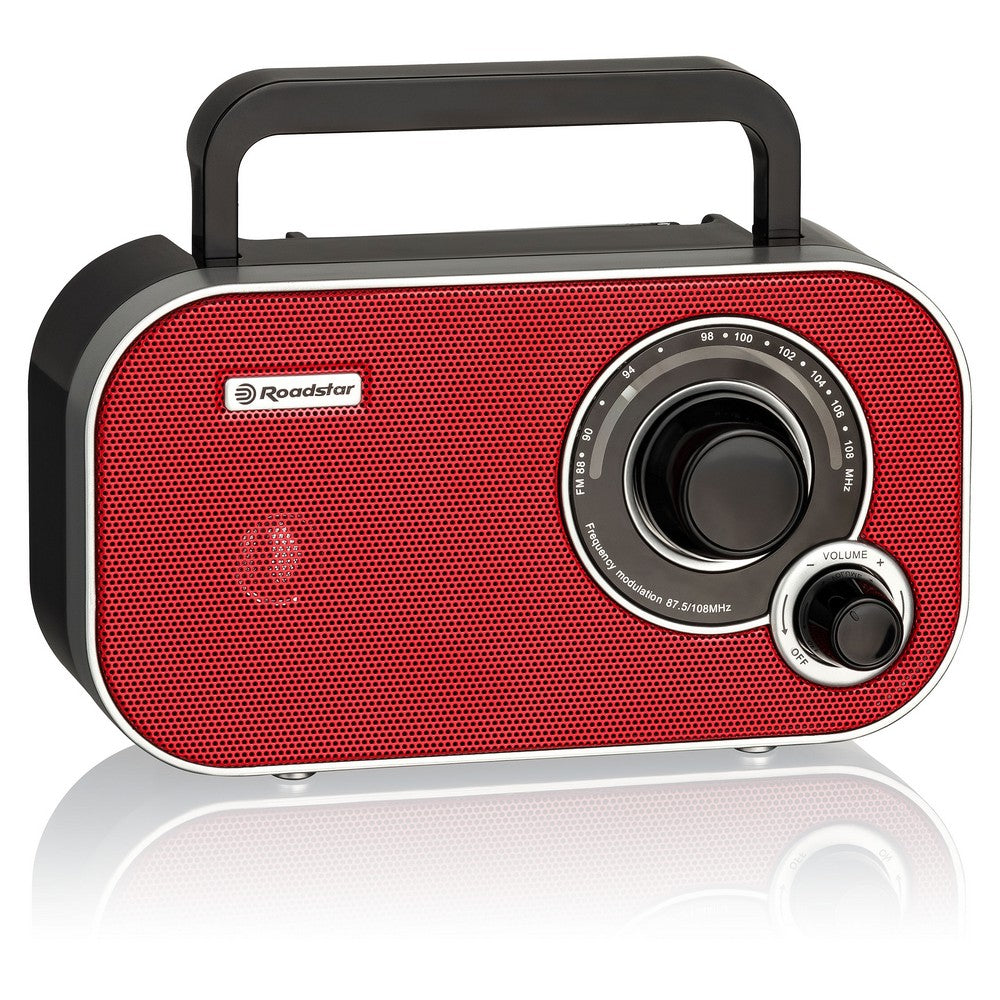 #Rádio TRA-2235/RD|Funcionamento por pilhas (4x LR6) ou corrente|vermelho - Roadstar
