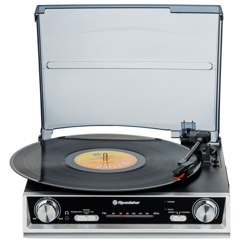 #Gira discos  TTR-8634|Leitor de vinil 33/45/78 rpm| Rádio|Preto  - Roadstar