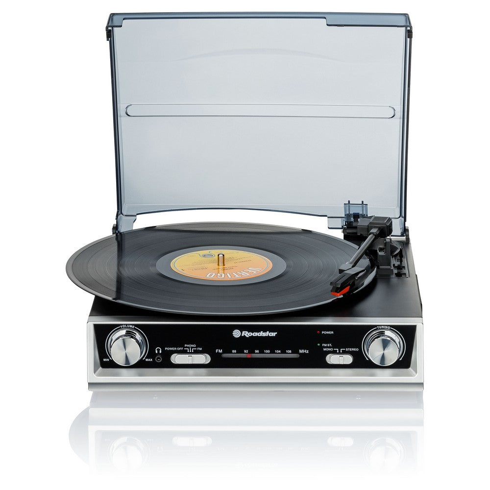 #Gira discos  TTR-8634|Leitor de vinil 33/45/78 rpm| Rádio|Preto  - Roadstar